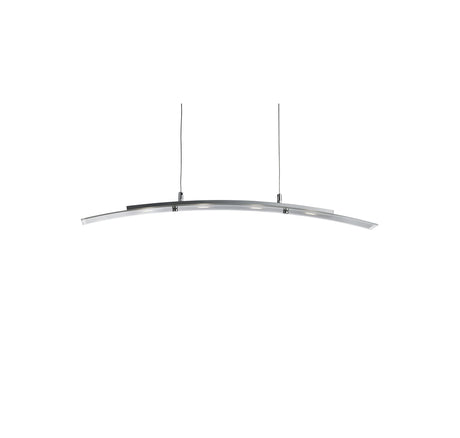 Curve 4Lt Pendant - Satin Silver Metal & Frosted Glass