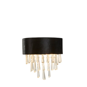 Glamour 2Lt Wall Light - Black Velvet & Clear Crystal