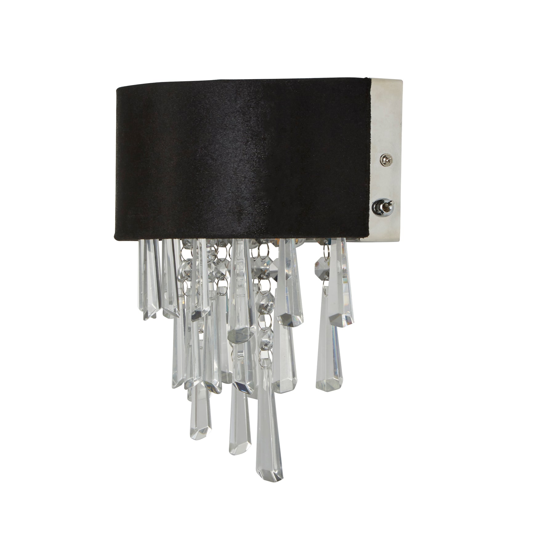 Searchlight Electric Glamour 2Lt Wall Light - Black Velvet & Clear Crystal 50818-2BK
