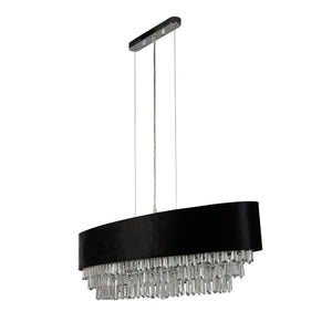 Searchlight Electric Glamour 8Lt Oval Pendant - Black Velvet & Clear Crystal 50818-8BK