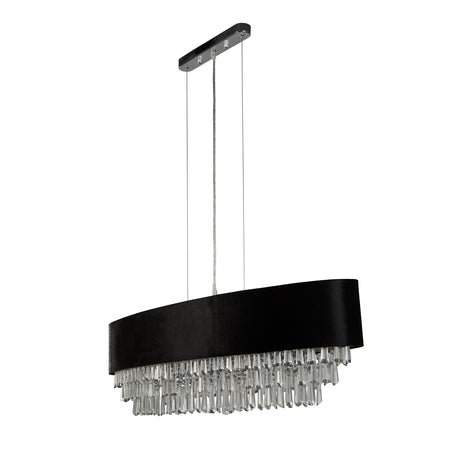 Searchlight Electric Glamour 8Lt Oval Pendant - Black Velvet & Clear Crystal 50818-8BK