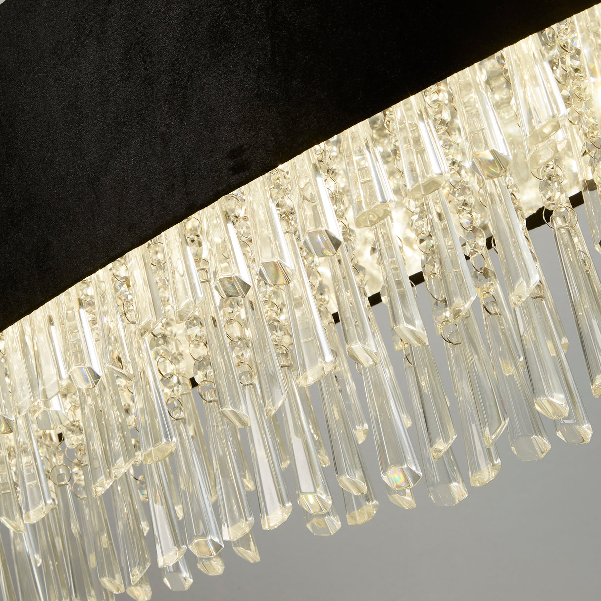 Searchlight Electric Glamour 8Lt Oval Pendant - Black Velvet & Clear Crystal 50818-8BK