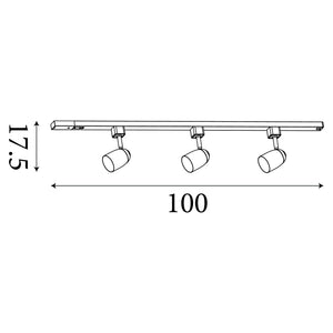 Searchlight Electric Track & Spot Pack- 3 Silver Heads, 1m Track, 2 Way Connector 51018SS