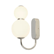 Snowball  2Lt Wall Light - Chrome Metal & Opal Glass