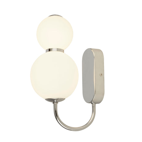 Snowball  2Lt Wall Light - Chrome Metal & Opal Glass