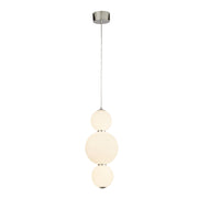 Snowball  3Lt Pendant - Chrome Metal & Opal Glass