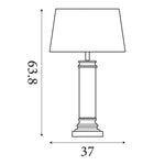 Searchlight Electric Pedestal Table Lamp- Black Metal, Glass & White Fabric Shade 5141BK