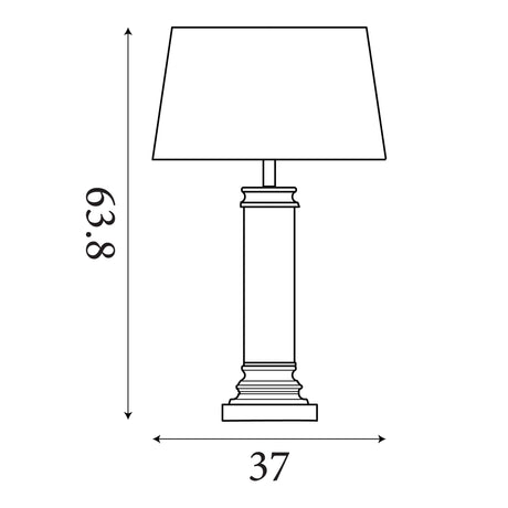 Searchlight Electric Pedestal Table Lamp- Black Metal, Glass & White Fabric Shade 5141BK