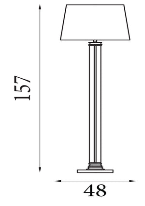 Searchlight Electric Pedestal Floor Lamp- Black Metal, Glass & White Fabric Shade 5142BK