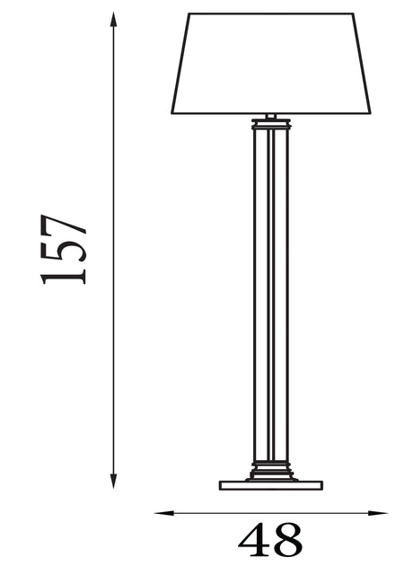 Searchlight Electric Pedestal Floor Lamp - Satin Silver, Glass & Cream Fabric 5142SS