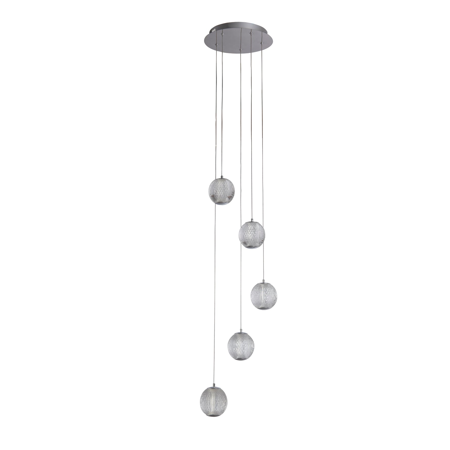 Searchlight Electric Allure 5Lt Multi-Drop Pendant - Chrome Metal & Clear Acrylic 51481-5CC