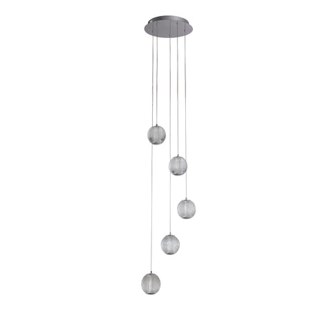 Searchlight Electric Allure 5Lt Multi-Drop Pendant - Chrome Metal & Clear Acrylic 51481-5CC