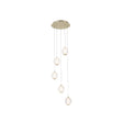 Allure 5Lt Multi-Drop Pendant - Satin Brass & Clear Acrylic