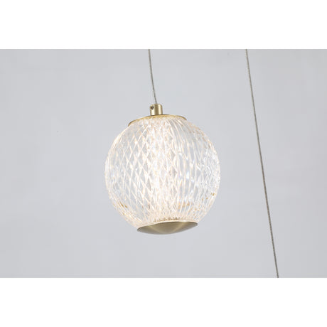 Searchlight Electric Allure 5Lt Multi-Drop Pendant - Satin Brass & Clear Acrylic 51481-5SB