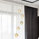 Searchlight Electric Allure 5Lt Multi-Drop Pendant - Satin Brass & Clear Acrylic 51481-5SB