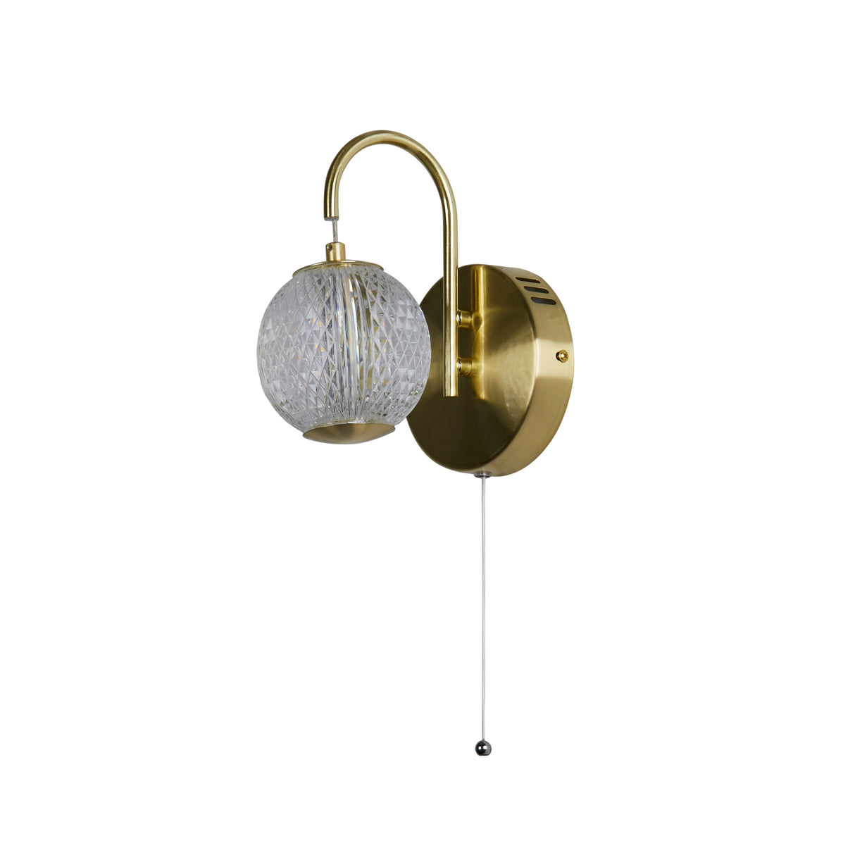 Searchlight Electric Allure Wall Light - Satin Brass Metal & Clear Acrylic 51481SB