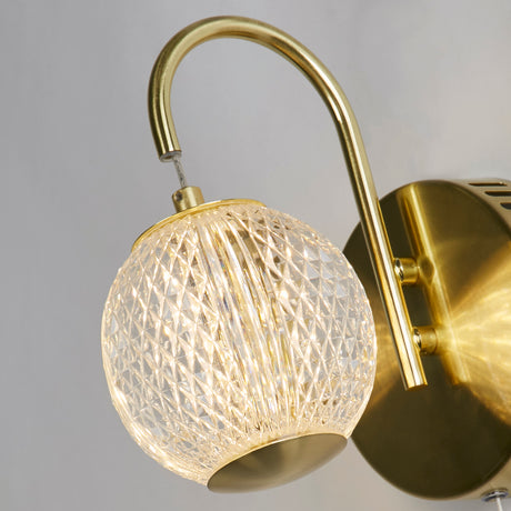 Searchlight Electric Allure Wall Light - Satin Brass Metal & Clear Acrylic 51481SB