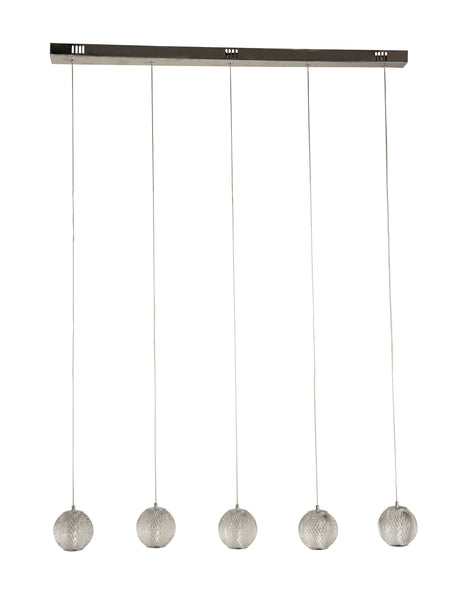 Searchlight Electric Allure 5Lt Bar Pendant - Chrome Metal & Clear Acrylic 51485-5CC