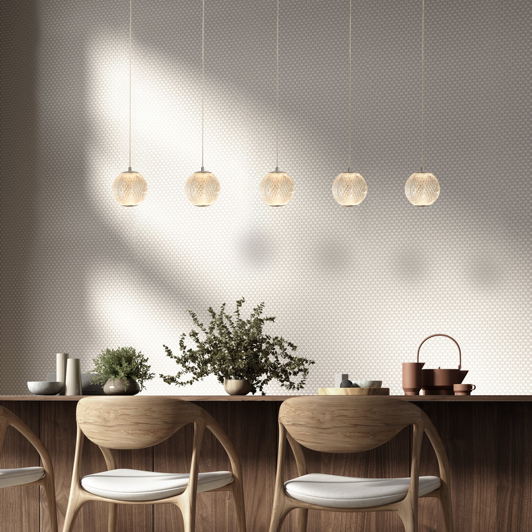 Searchlight Electric Allure 5Lt Bar Pendant - Chrome Metal & Clear Acrylic 51485-5CC