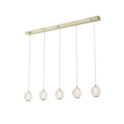 Allure 5Lt Bar Pendant - Satin Brass Metal & Clear Acrylic