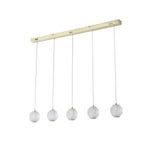 Searchlight Electric Allure 5Lt Bar Pendant - Satin Brass Metal & Clear Acrylic 51485-5SB