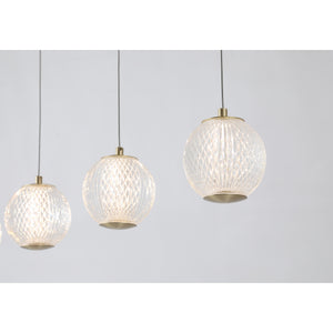 Searchlight Electric Allure 5Lt Bar Pendant - Satin Brass Metal & Clear Acrylic 51485-5SB