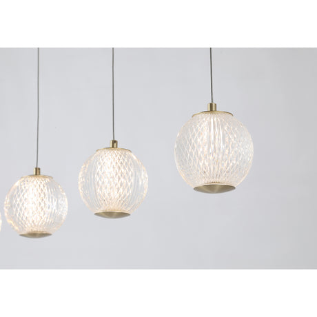 Searchlight Electric Allure 5Lt Bar Pendant - Satin Brass Metal & Clear Acrylic 51485-5SB