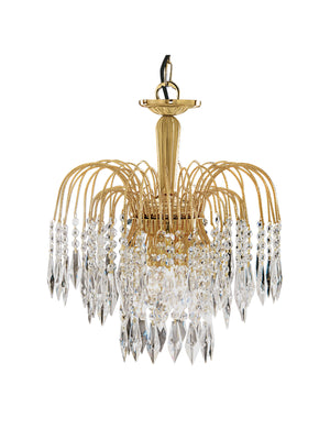 Searchlight Electric Waterfall 3Lt Pendant - Gold Metal & Crystal 5173-3