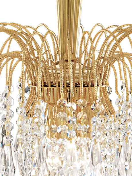 Searchlight Electric Waterfall 3Lt Pendant - Gold Metal & Crystal 5173-3