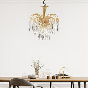 Searchlight Electric Waterfall 3Lt Pendant - Gold Metal & Crystal 5173-3