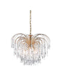 Waterfall 5Lt Pendant - Gold Metal & Crystal
