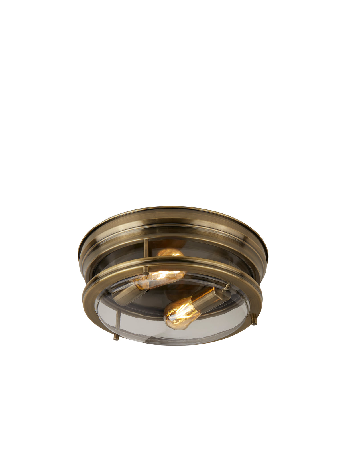 Glasgow 2Lt Flush  - Antique Brass Metal & Clear Glass