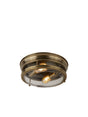Glasgow 2Lt Flush  - Antique Brass Metal & Clear Glass
