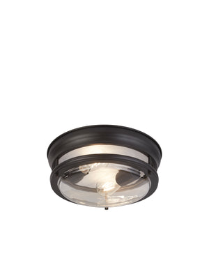 Glasgow 2Lt Flush - Black Metal & Clear Glass