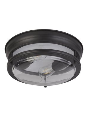 Searchlight Electric Glasgow 2Lt Flush - Black Metal & Clear Glass 5182BK