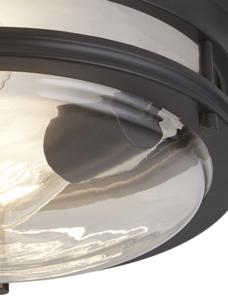Searchlight Electric Glasgow 2Lt Flush - Black Metal & Clear Glass 5182BK