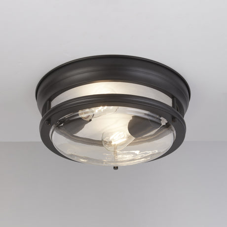Searchlight Electric Glasgow 2Lt Flush - Black Metal & Clear Glass 5182BK
