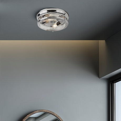 Searchlight Electric Glasgow 2Lt Flush  - Chrome Metal & Clear Glass 5182CC