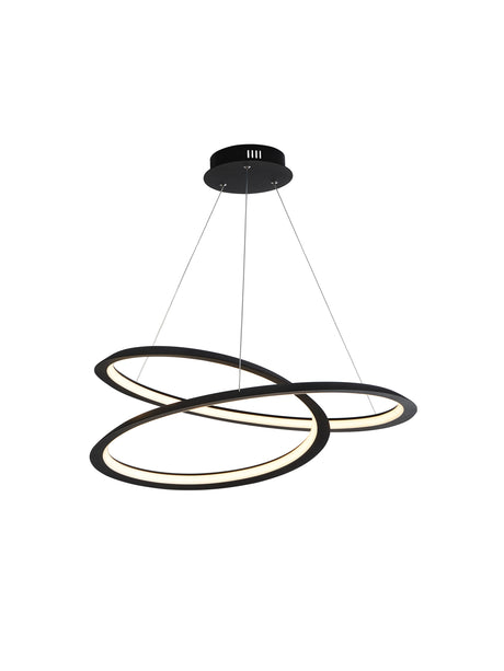 Swirl II  Pendant  - Sand Black Metal & Opal