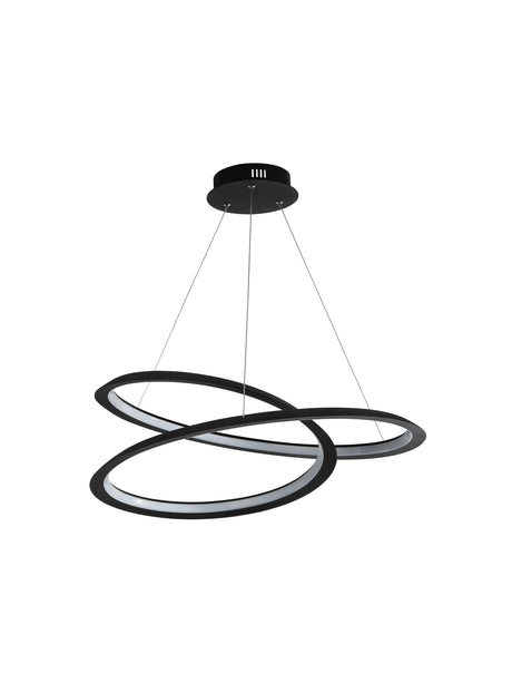 Searchlight Electric Swirl II  Pendant  - Sand Black Metal & Opal 51871-1BK