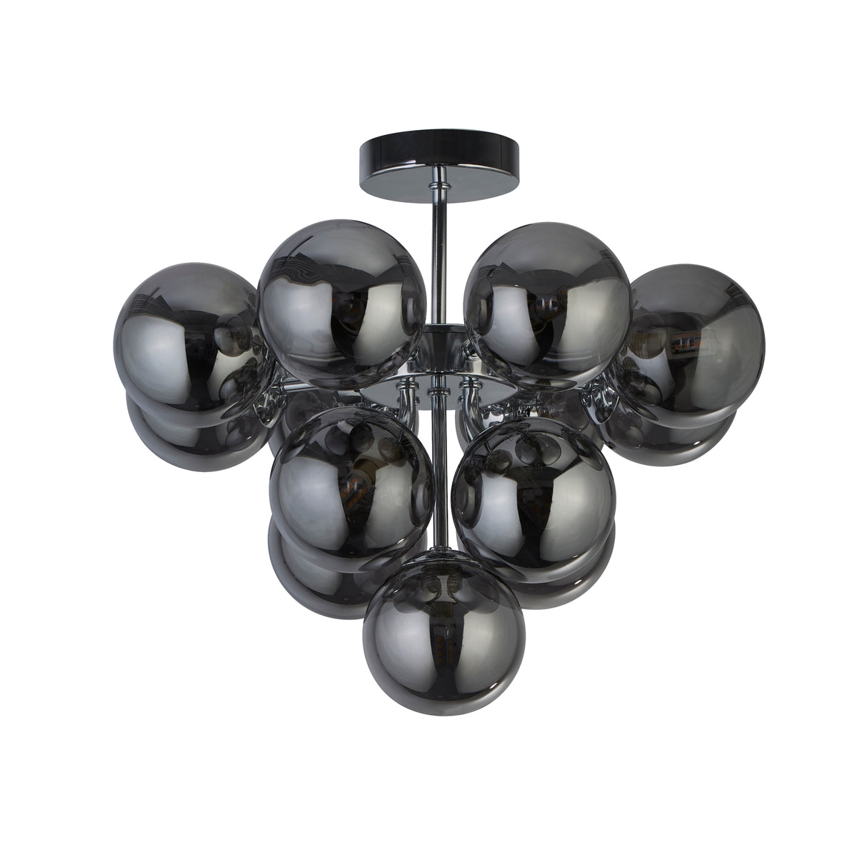 Searchlight Electric Berry 13Lt Semi-Flush - Chrome Metal & Smoked Glass 52131-13SM