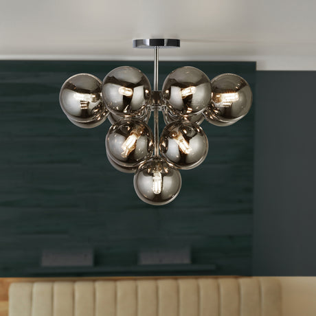 Searchlight Electric Berry 13Lt Semi-Flush - Chrome Metal & Smoked Glass 52131-13SM