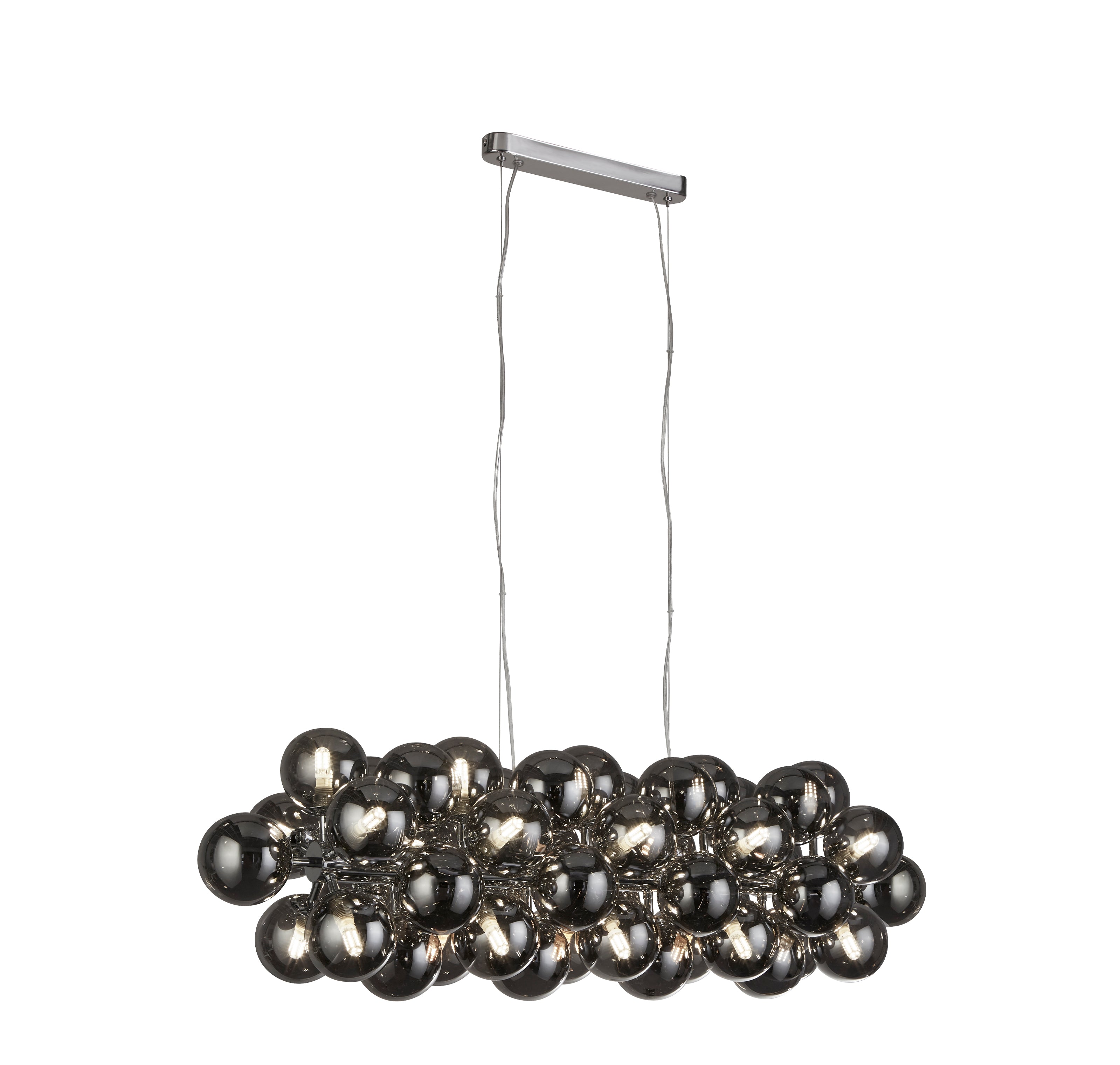 Berry 25Lt Bar Pendant  - Chrome Metal & Smoked Glass