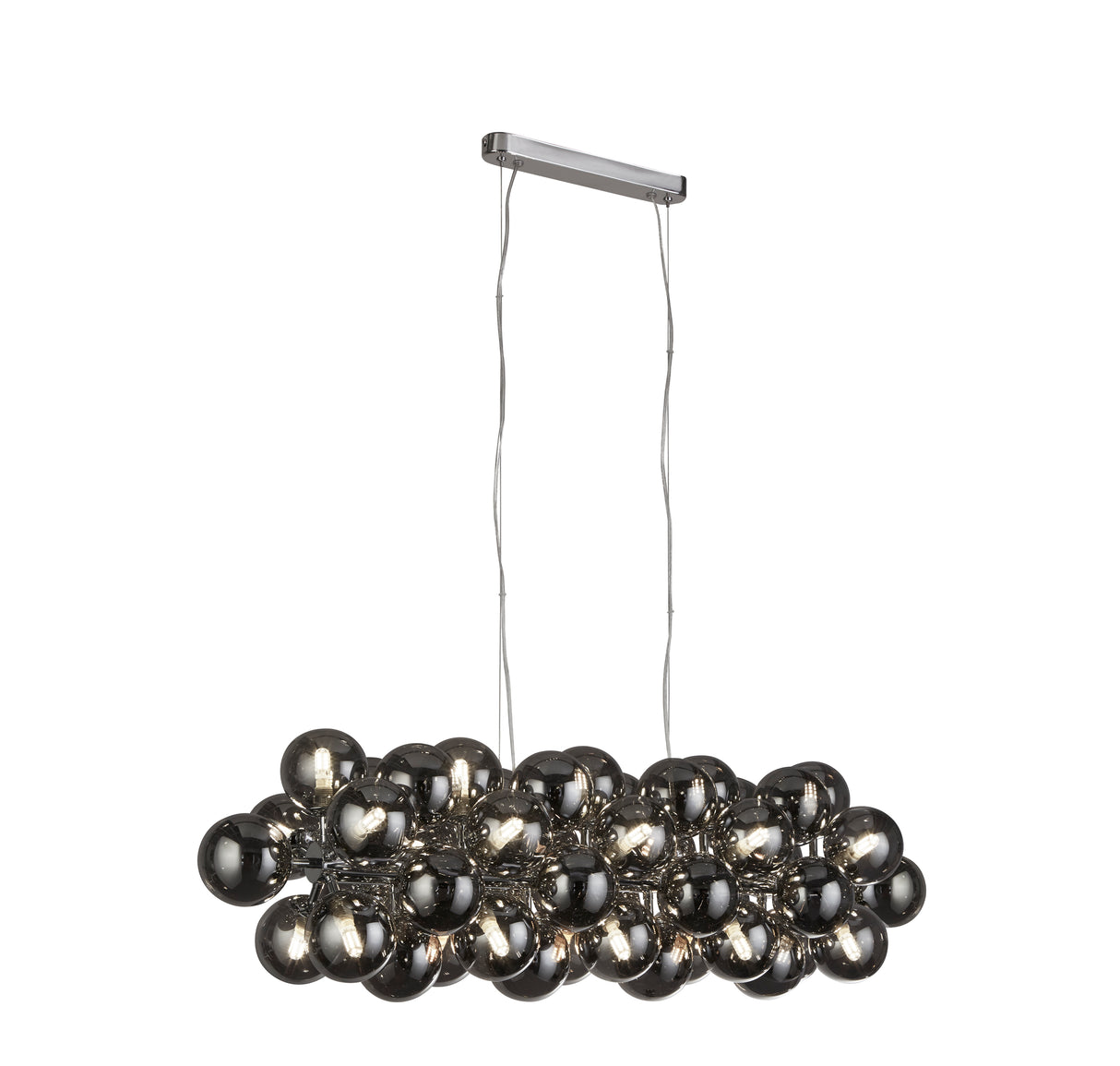 Berry 25Lt Bar Pendant  - Chrome Metal & Smoked Glass