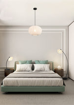 Searchlight Electric Radiant 1Lt Pendant, Black Metal with Soft Fabric Shade 52850BK