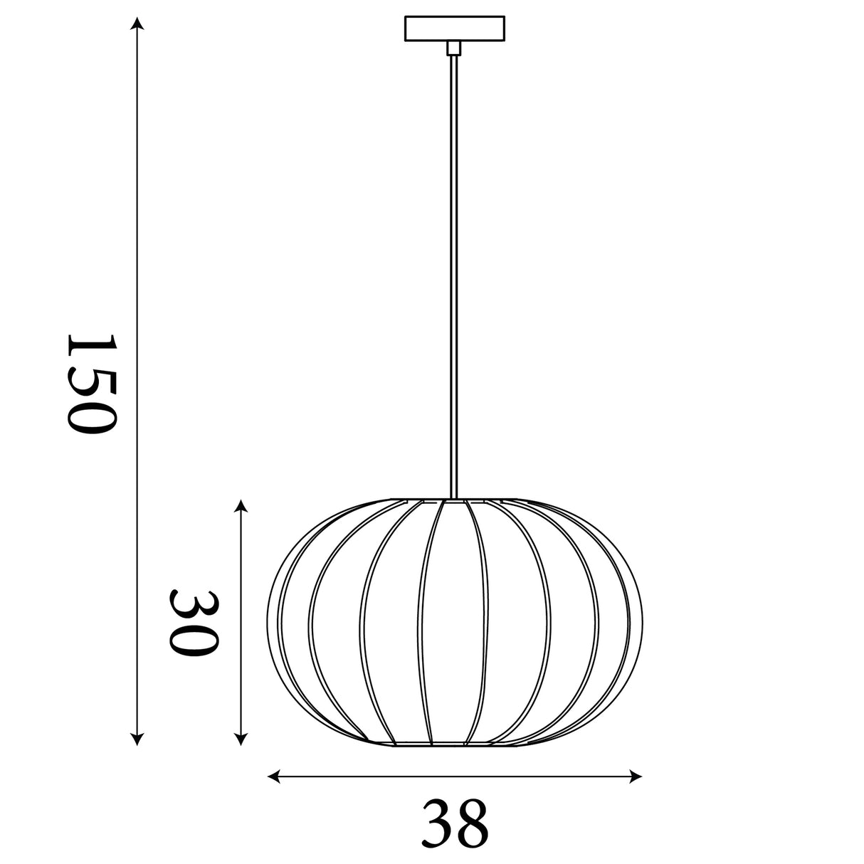 Searchlight Electric Radiant 1Lt Pendant, Black Metal with Soft Fabric Shade 52850BK