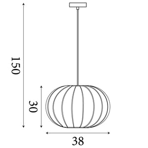 Searchlight Electric Radiant 1Lt Pendant, Black Metal with Soft Fabric Shade 52850BK