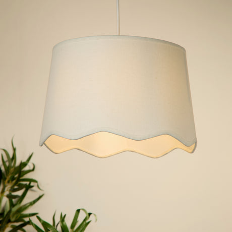 Searchlight Electric Evan Ivory Scallop Linen Shade 53103
