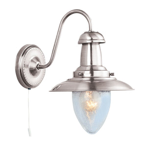 Fisherman II Wall Light - Satin Silver & Clear Seeded Glass
