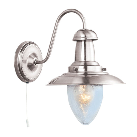 Fisherman II Wall Light - Satin Silver & Clear Seeded Glass